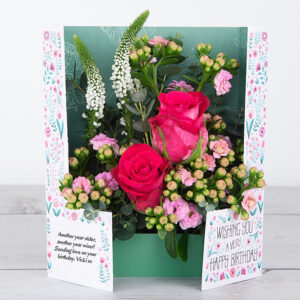 Birthday Flowers with Dutch Rose, Kalanchoe, Veronica and Eucalyptus Gunnii