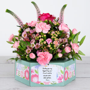 Dutch Rose accented with Veronica, Carnations and Wax Flowers 3D Flowerbox