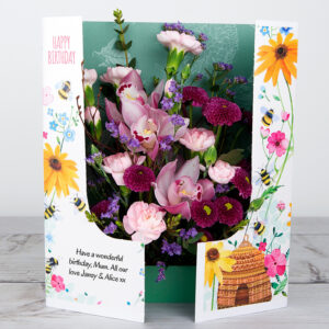 Pink Orchids, Carnations and Lilac Willow XL Flowercard