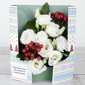Ruscus, White Lisianthus and Red Berries Flowercard